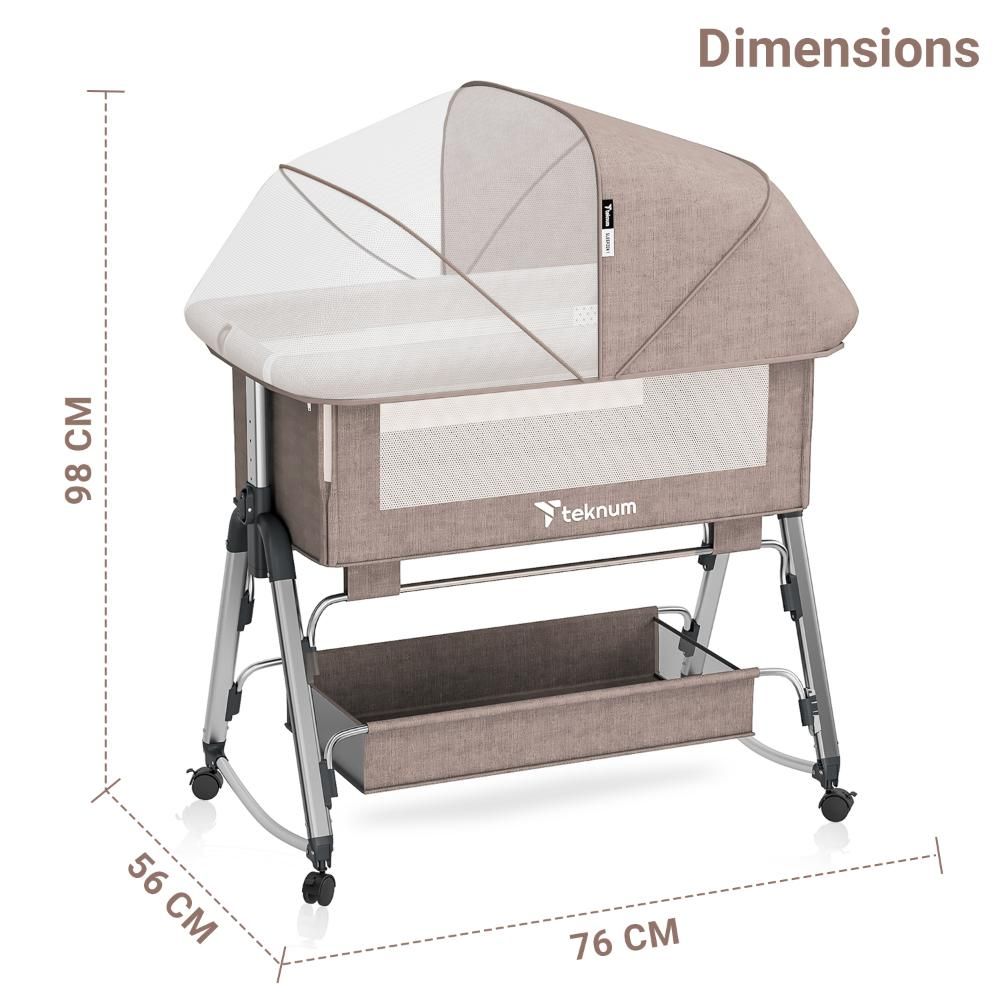 Teknum - Bedside Sleepzen 1 Crib - Ivory