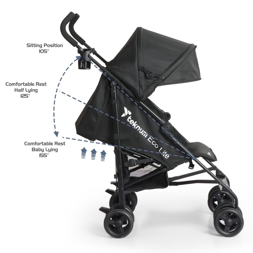 Teknum - Eco Lite 2 Stroller With Cup Holder - Black