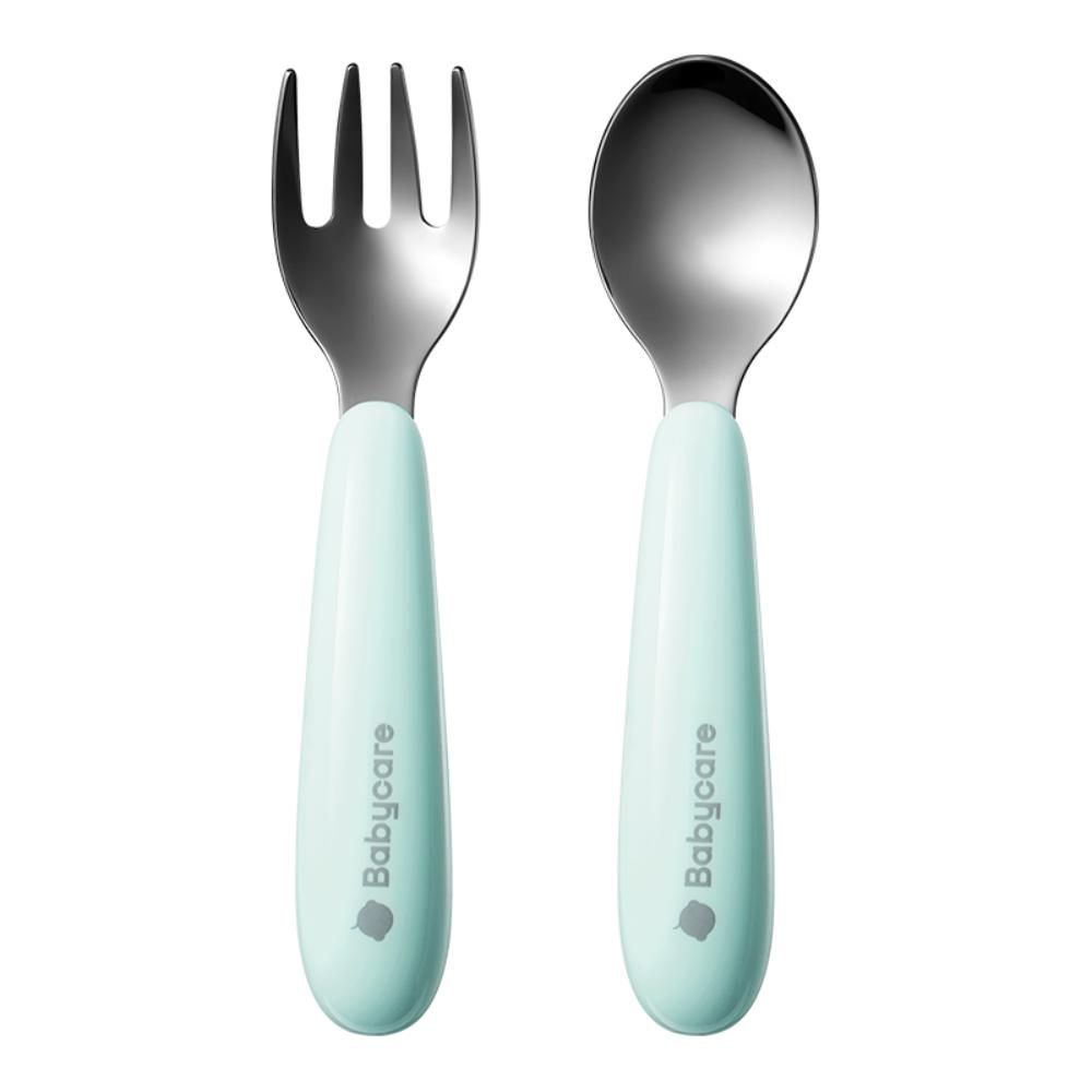 Babycare - Stainless Steel Fork & Spoon Set - Blue