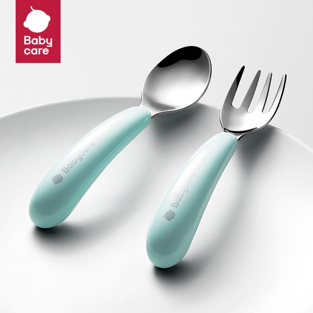 Babycare - Stainless Steel Fork & Spoon Set - Blue