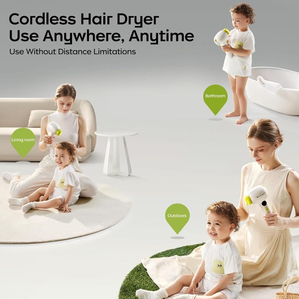 Babycare - Gentle Cordless Baby Hair Dryer - White/Yellow