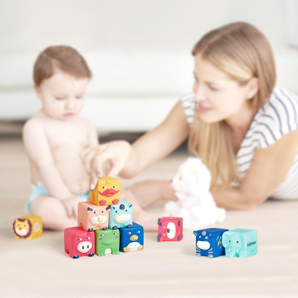 Babycare - Animal Squeeze And Stack Blocks - 6 Pcs