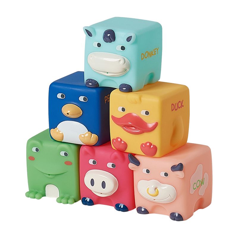 Babycare - Animal Squeeze And Stack Blocks - 6 Pcs