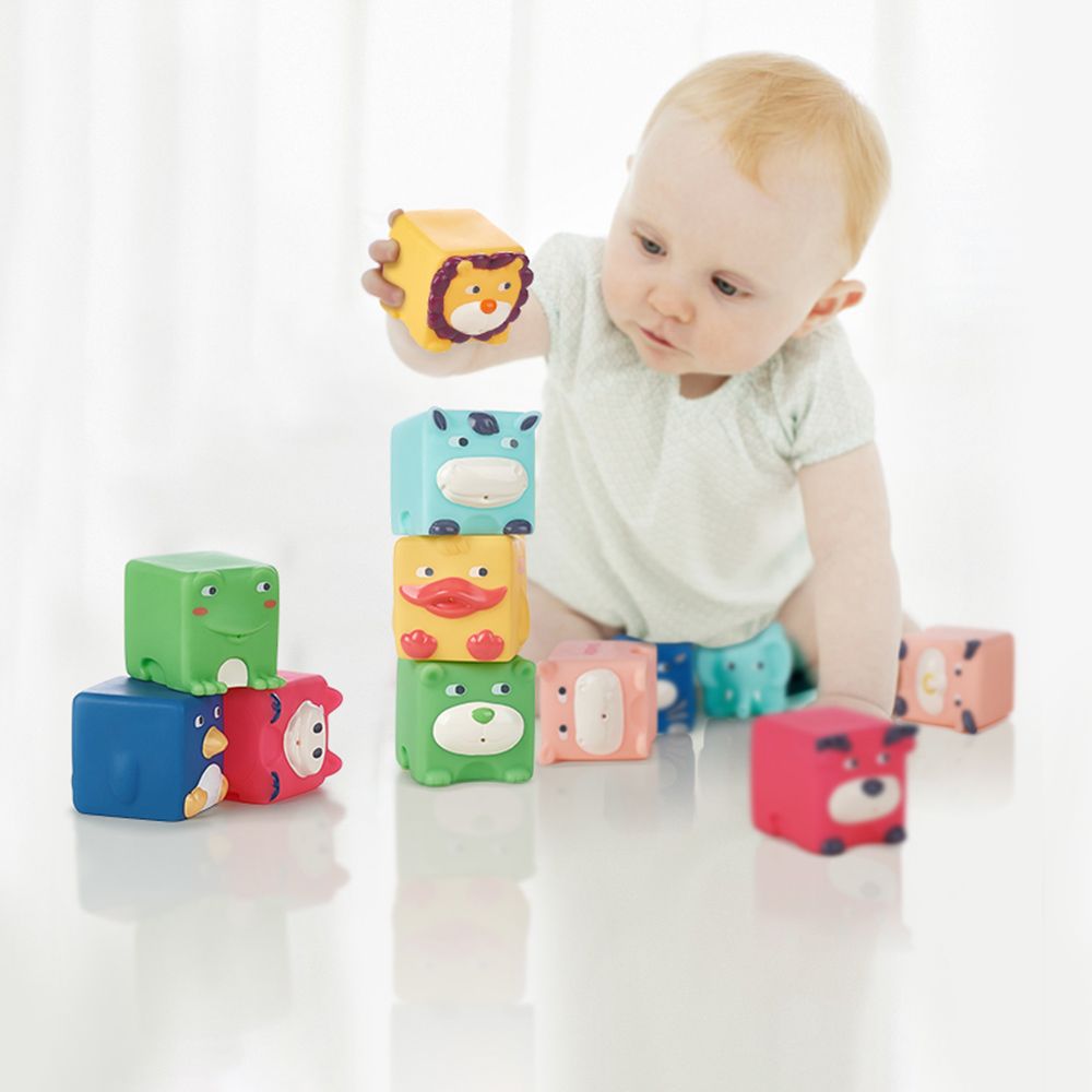 Babycare - Animal Squeeze And Stack Blocks - 6 Pcs