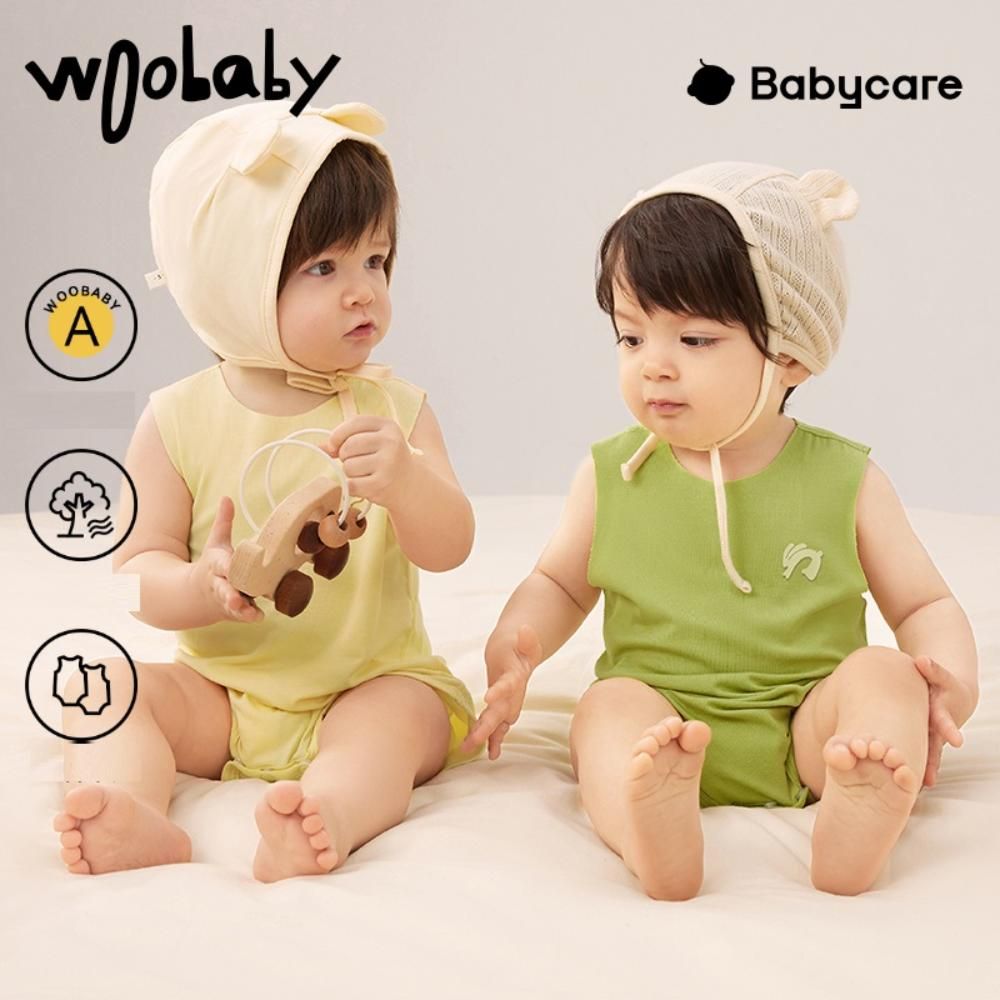 Babycare - 2pc-Set - Baby Sleeveless Onesie - Beige/Brown