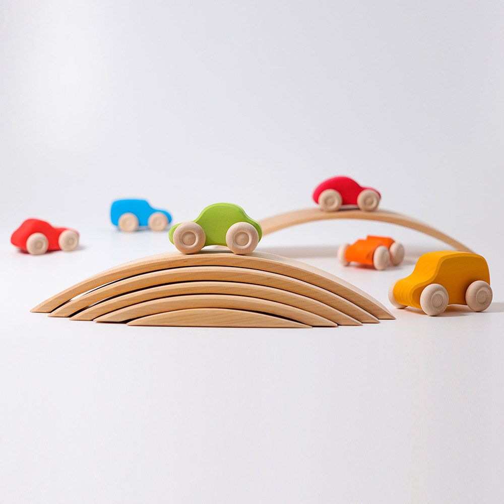 Grimm's - Colored Wooden Cars - 6pcs