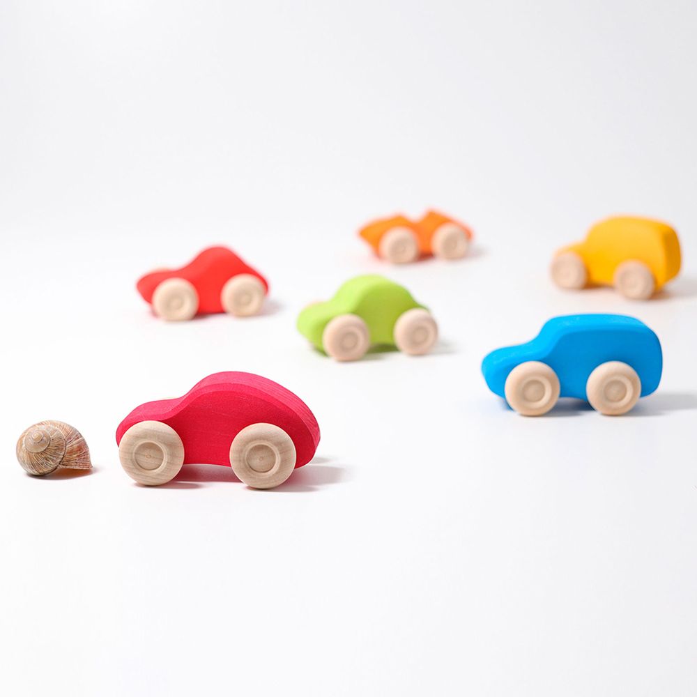 Grimm's - Colored Wooden Cars - 6pcs