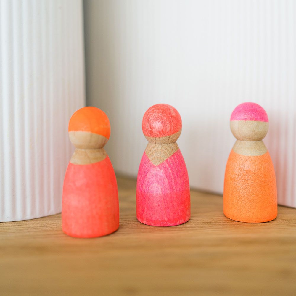 Grimm's - Neon Friends Wooden Figures - Pink - 3pcs