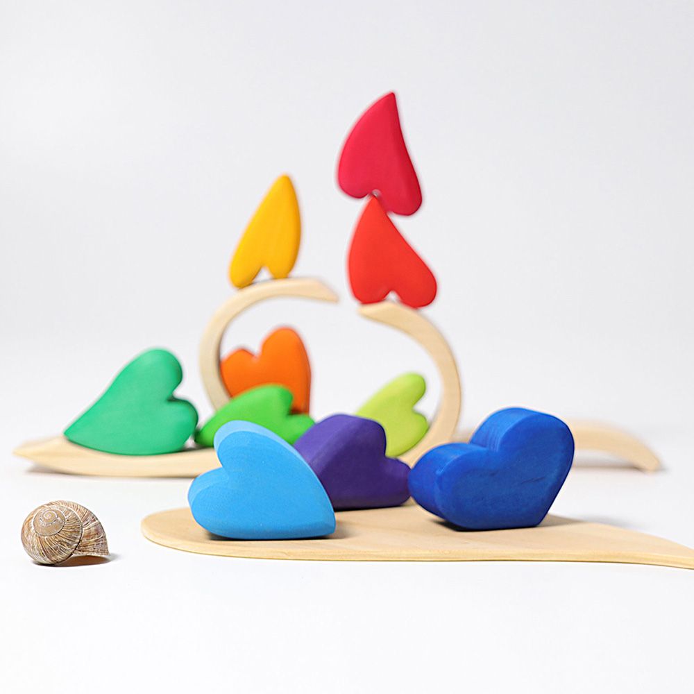 Grimm's - Rainbow Hearts Building Blocks - 13pcs