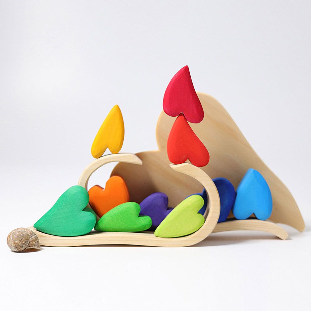 Grimm's - Rainbow Hearts Building Blocks - 13pcs