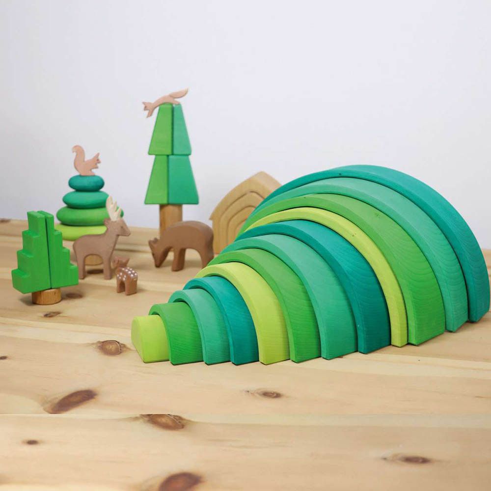 Grimm's - Stacking Rainbow Toy - Large - 12pcs - Forest Green