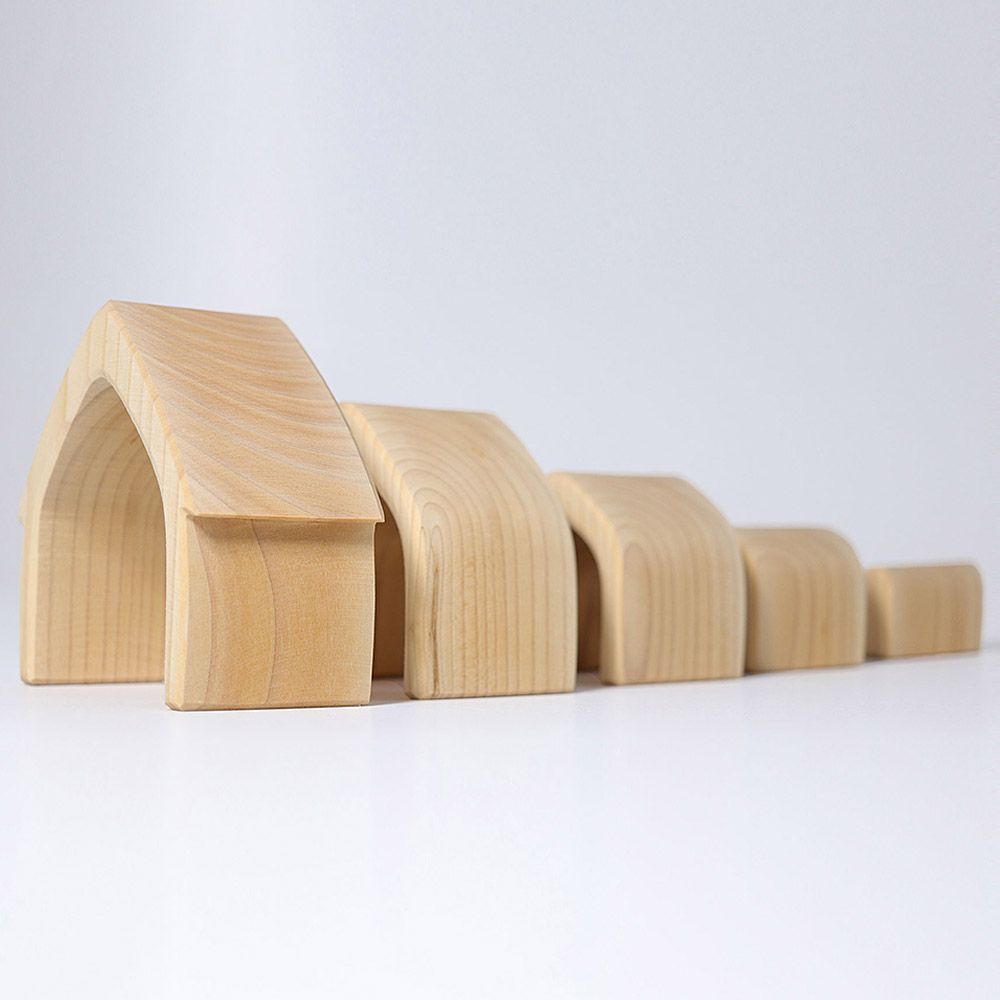 Grimm's - Stacking House Toy - 5pcs - Natural