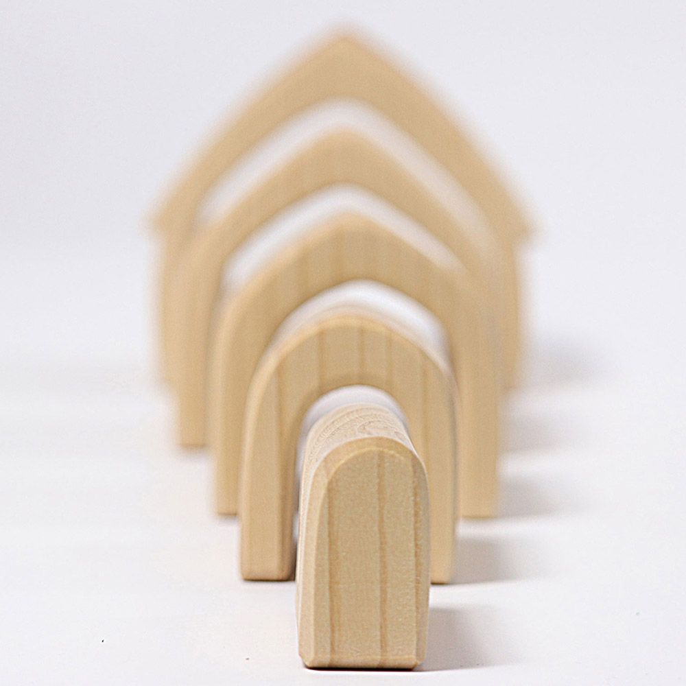 Grimm's - Stacking House Toy - 5pcs - Natural