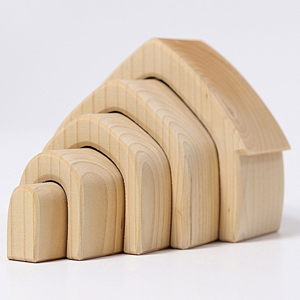 Grimm's - Stacking House Toy - 5pcs - Natural