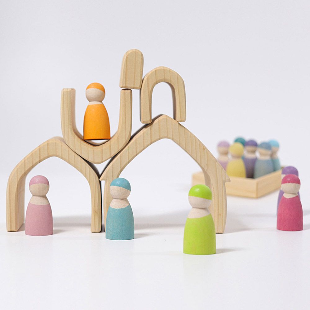 Grimm's - Stacking House Toy - 5pcs - Natural