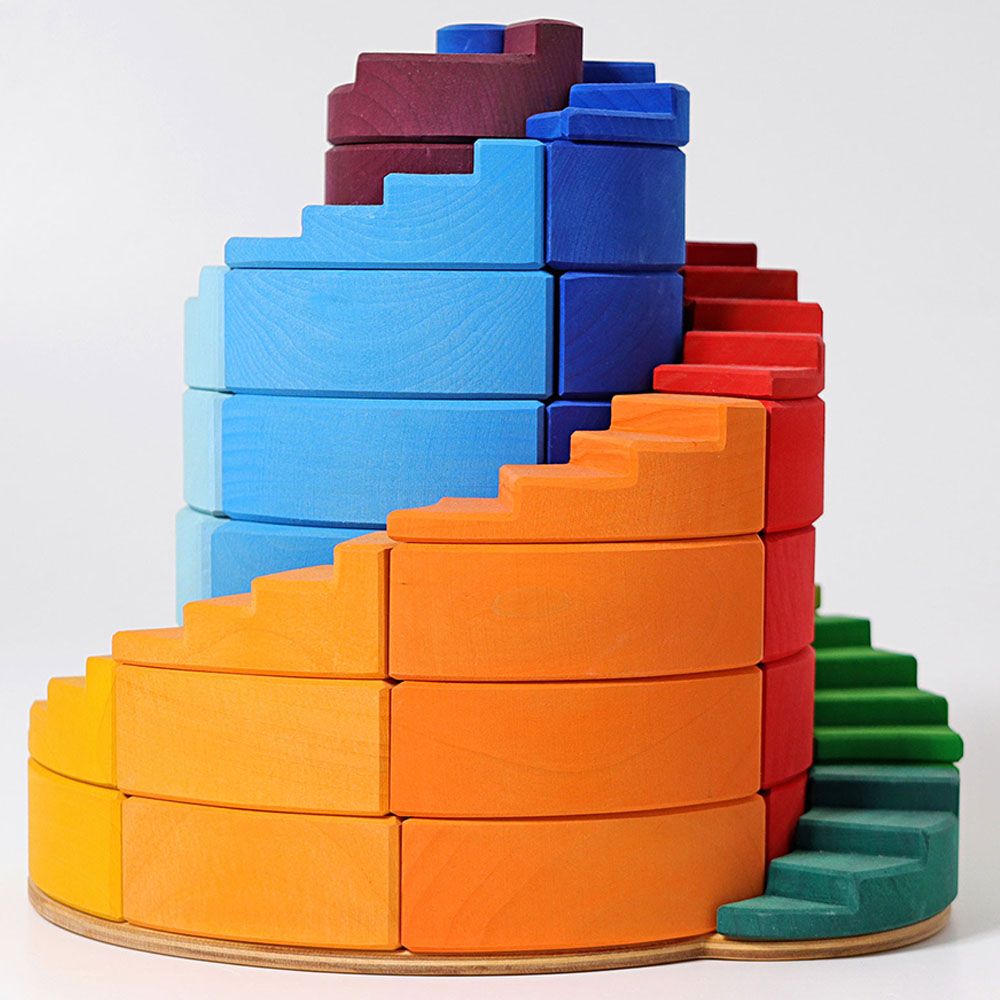 Grimm's - Counterrotating Stepped Spiral Building Blocks - 56pcs