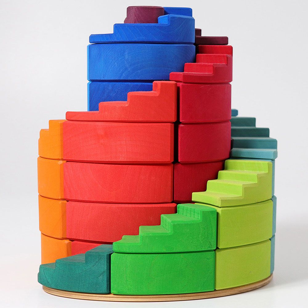 Grimm's - Counterrotating Stepped Spiral Building Blocks - 56pcs