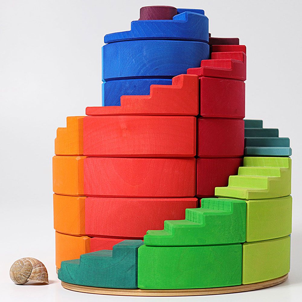 Grimm's - Counterrotating Stepped Spiral Building Blocks - 56pcs