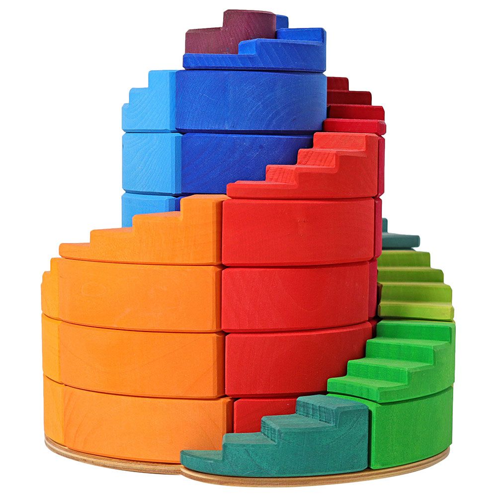 Grimm's - Counterrotating Stepped Spiral Building Blocks - 56pcs