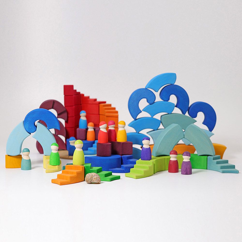 Grimm's - Counterrotating Stepped Spiral Building Blocks - 56pcs