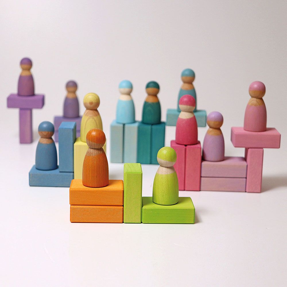 Grimm's - Duo Building Blocks - 40pcs - Pastel