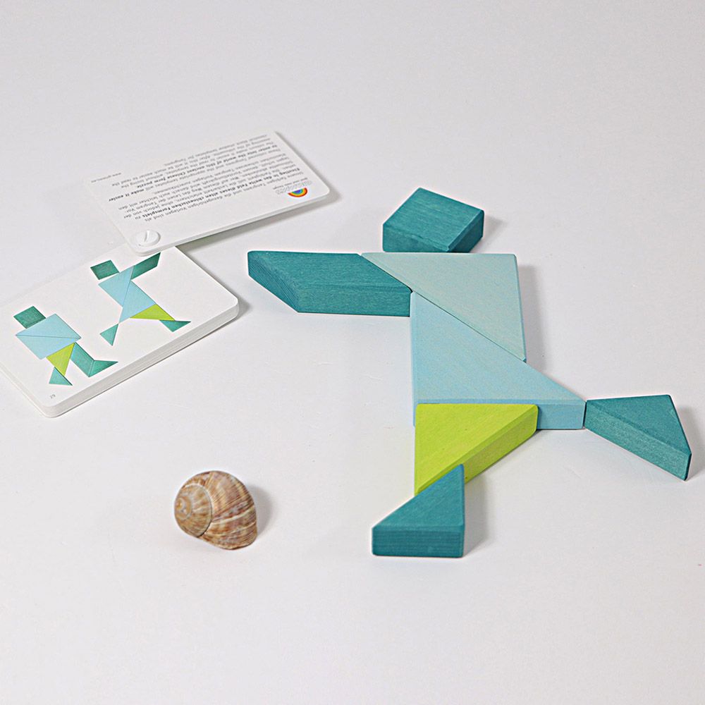 Grimm's - Tangram Turquoise Building Blocks - 7pcs