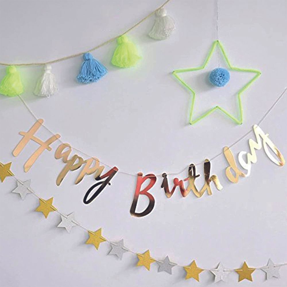 BrainGiggles - Cardstock Happy Birthday Banner - Gold