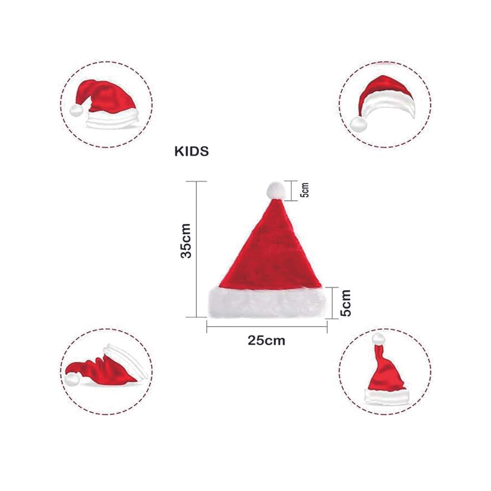 Brain Giggles - Kids' Santa Claus Christmas Hat - Red/White