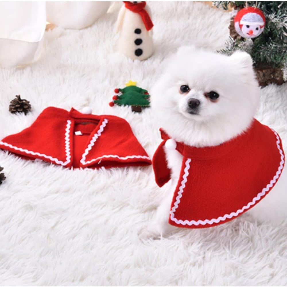 Brain Giggles - Small Pet Christmas Cape - Red/White