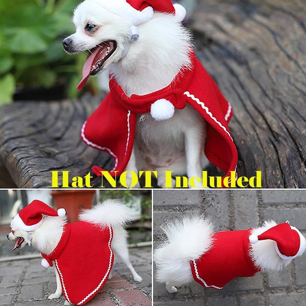 Brain Giggles - Small Pet Christmas Cape - Red/White