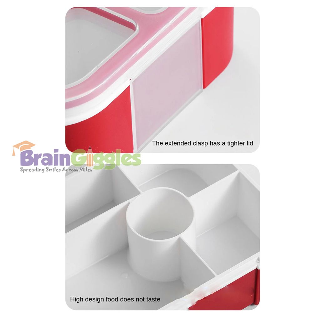 Brain Giggles - Bento Lunch Box With Spoon, Fork And 5 Compartments - Green