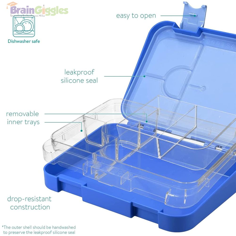 Brain Giggles - Bento Lunch Box With 6 Compartments - Blue