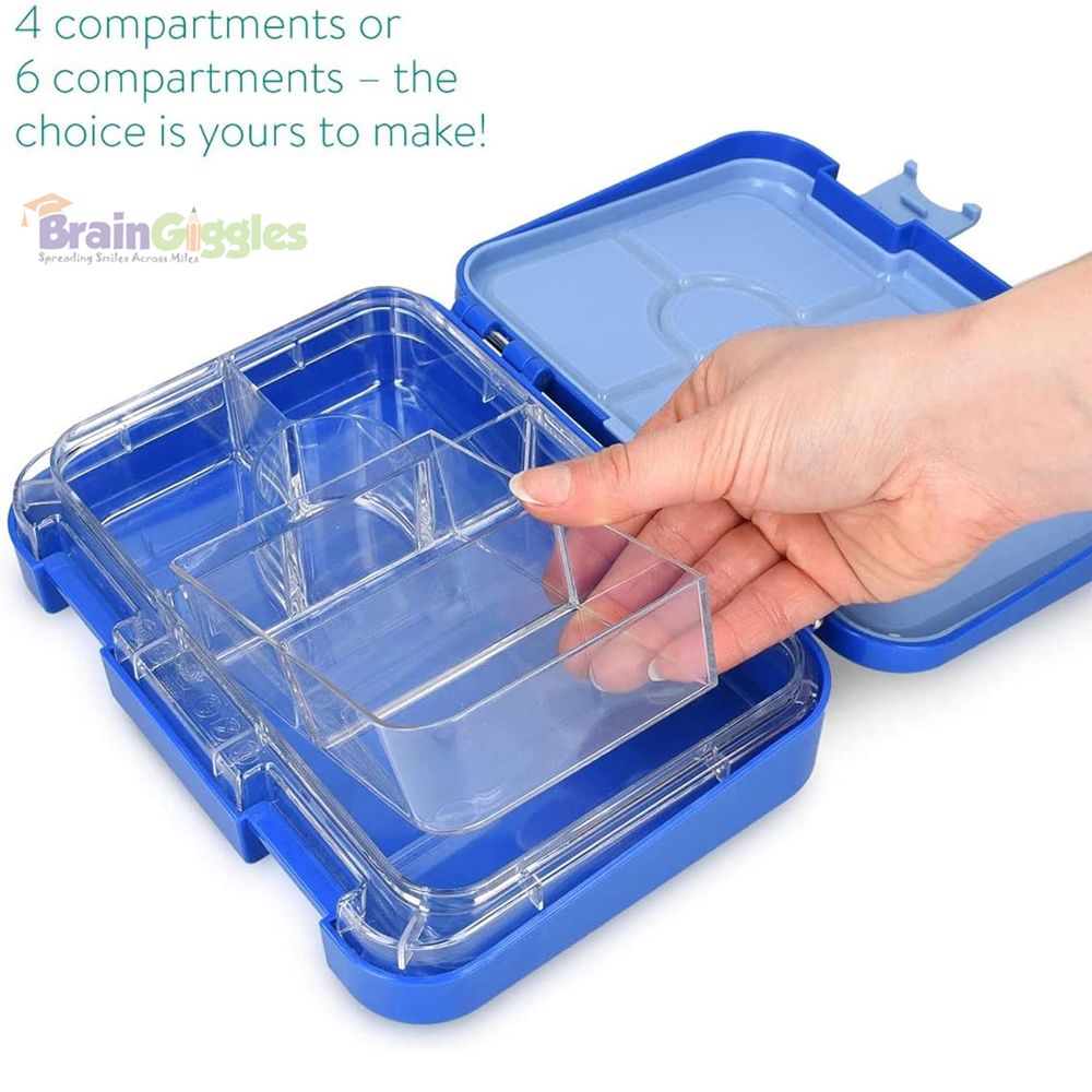 Brain Giggles - Bento Lunch Box With 6 Compartments - Blue