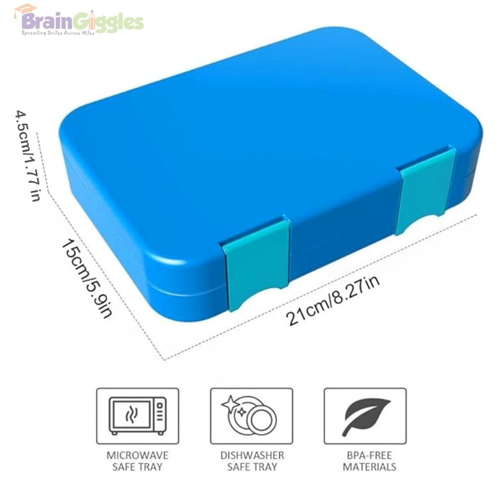 Brain Giggles - Bento Lunch Box With 6 Compartments - Blue