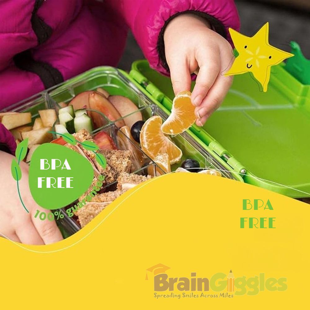 Brain Giggles - Bento Lunchbox With 6 Adjustable Compartments - Light Green