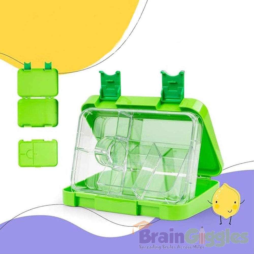 Brain Giggles - Bento Lunchbox With 6 Adjustable Compartments - Light Green