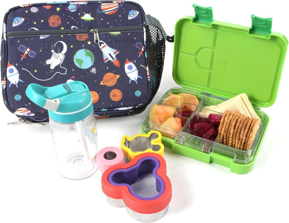 Brain Giggles - Bento Lunchbox With 6 Adjustable Compartments - Light Green