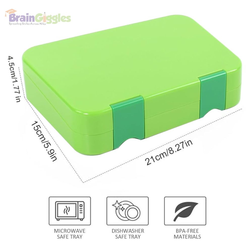 Brain Giggles - Bento Lunchbox With 6 Adjustable Compartments - Light Green