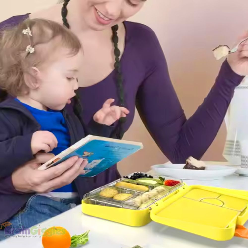 Brain Giggles - Bento Lunch Box With 6 Compartments - Yellow