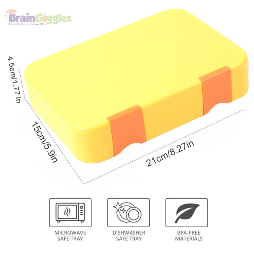 Brain Giggles - Bento Lunch Box With 6 Compartments - Yellow