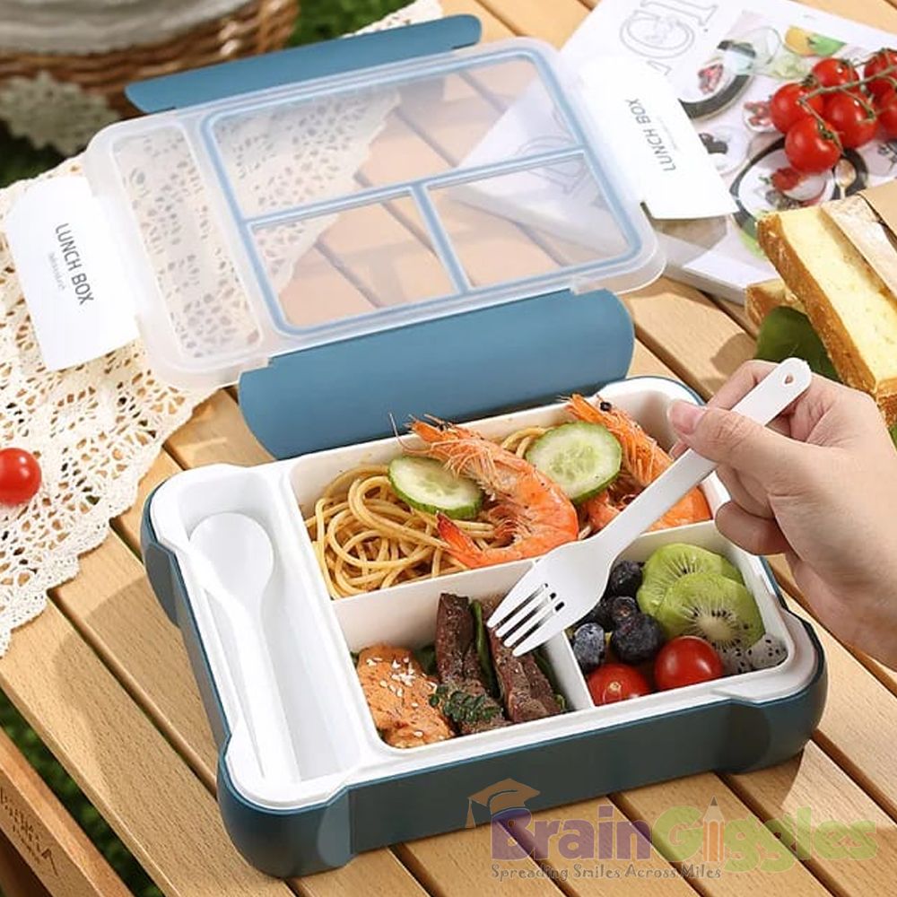 Brain Giggles - Bento Lunch Box With 3 Compartments - Brown