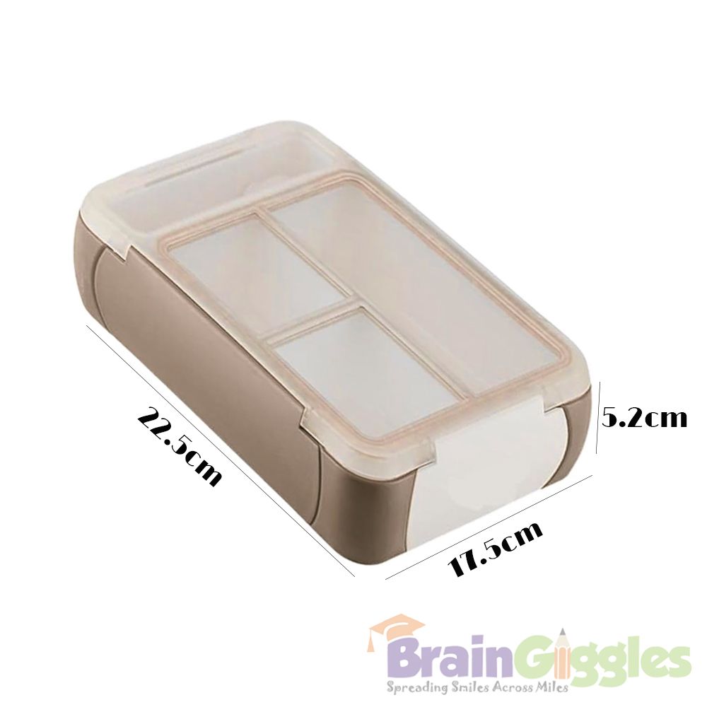 Brain Giggles - Bento Lunch Box With 3 Compartments - Brown