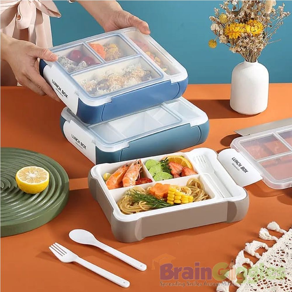 Brain Giggles - Bento Lunch Box With 3 Compartments - Brown