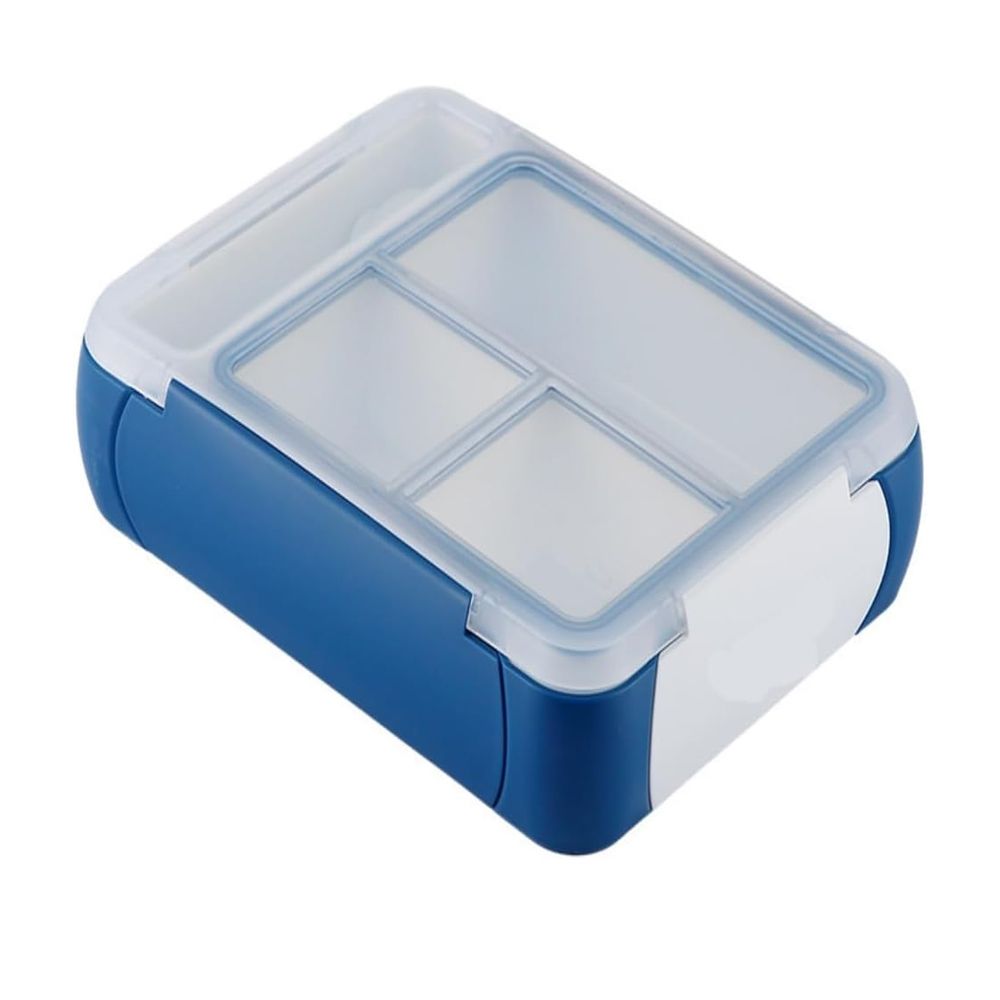 Brain Giggles - Bento Lunch Box With Spoon, Fork And 3 Compartments - Blue