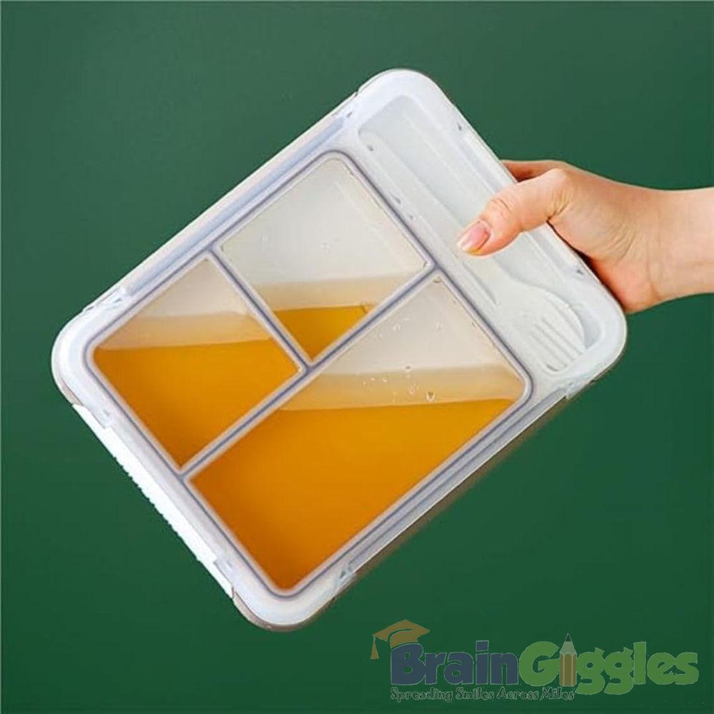 Brain Giggles - Bento Lunch Box With 3 Compartments - Green