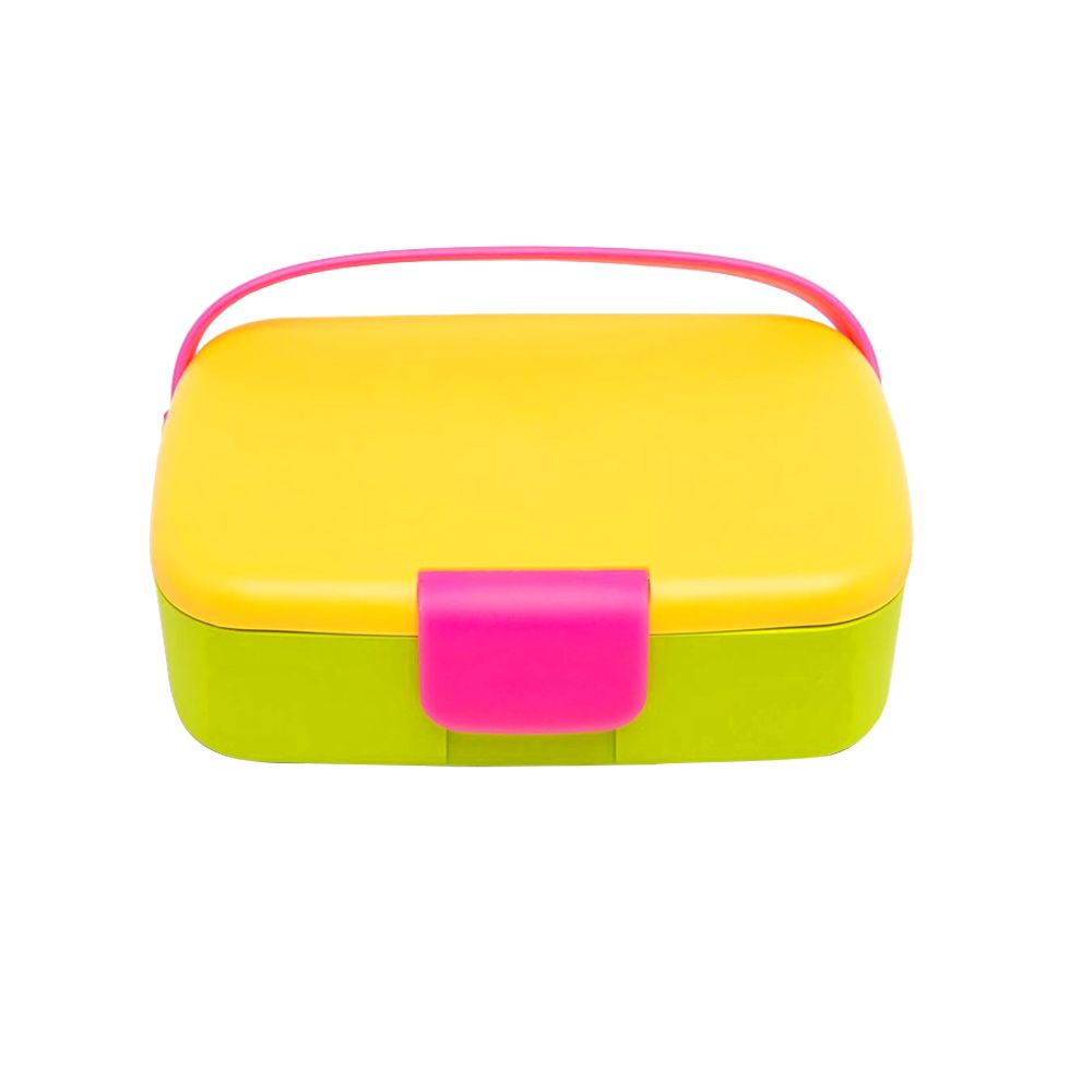 Brain Giggles - Bento Lunch Box With 5 Compartments And Cutlery - Yellow/Green