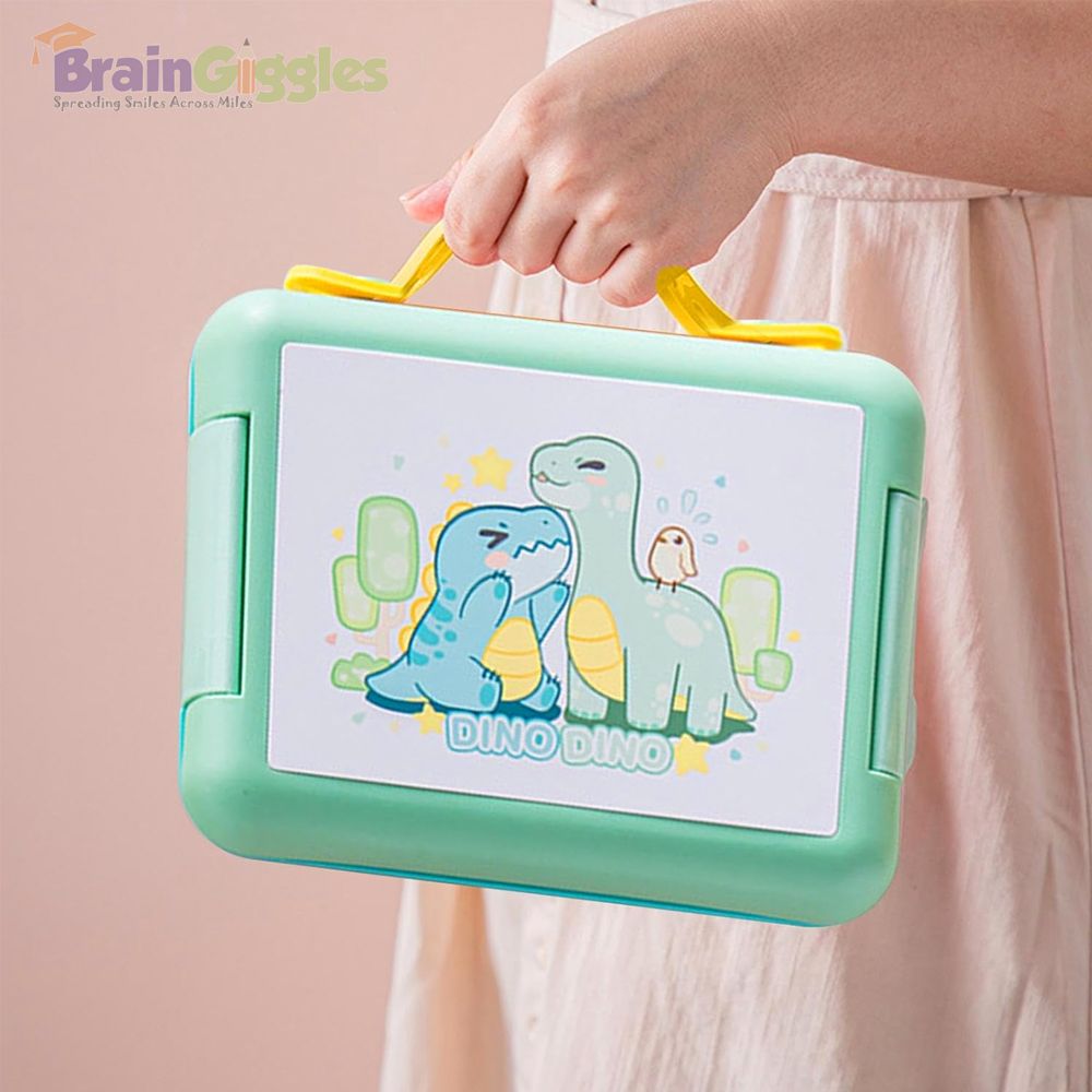 Brain Giggles - Bento Lunch Box With 4 Compartments - Dinosaur - Green