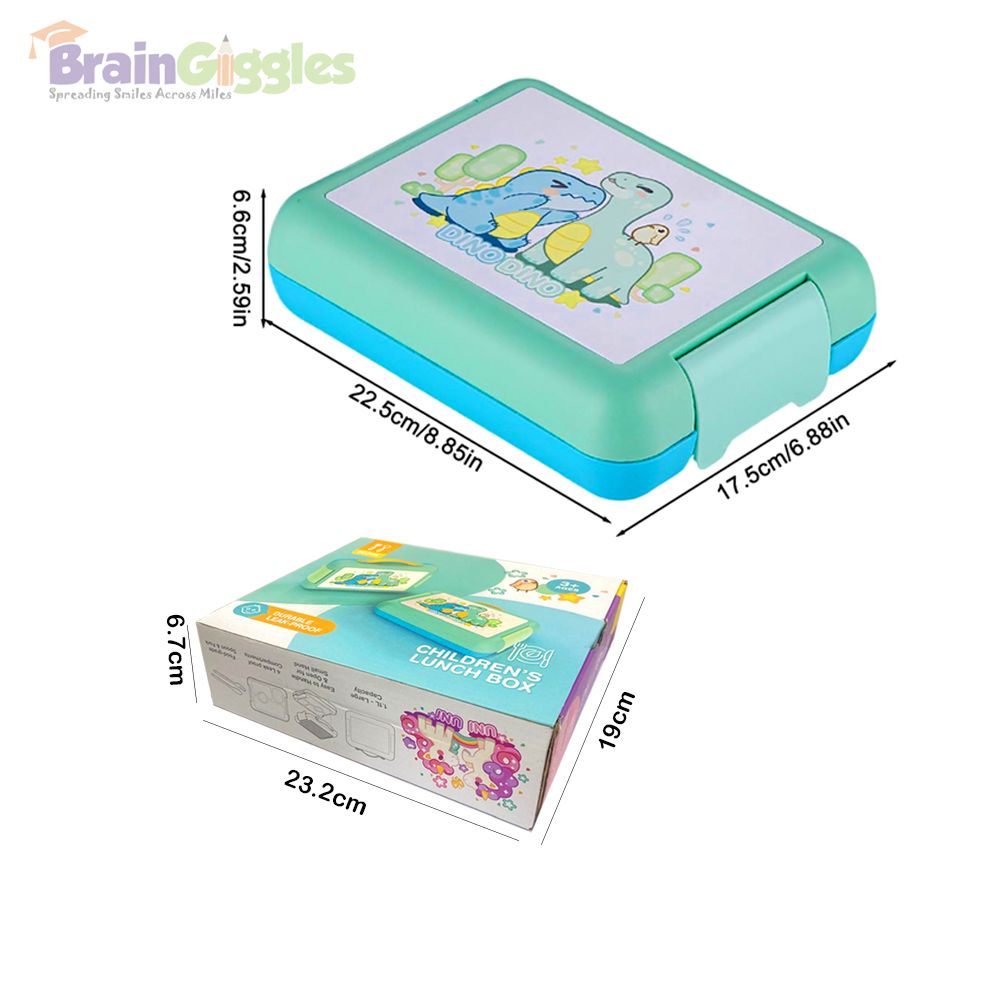 Brain Giggles - Bento Lunch Box With 4 Compartments - Dinosaur - Green