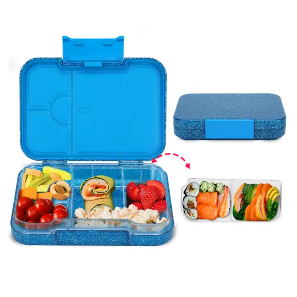 Brain Giggles - Glittery Bento Lunch Box With 6 Compartments - Blue