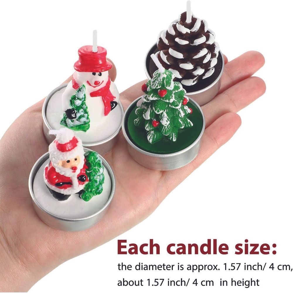 Brain Giggles - Tea Light Christmas Candle Set - Pack of 4 - 12 Pcs